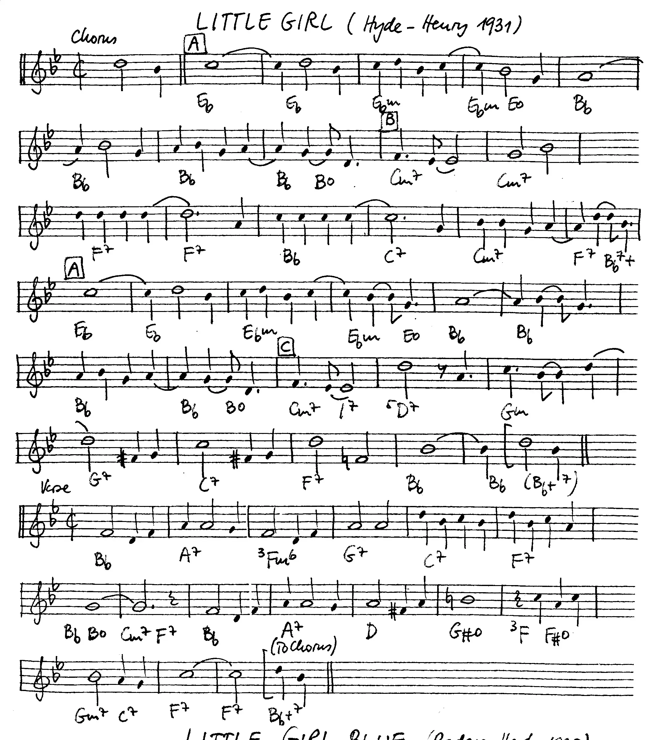 little girl free jazz leadsheet - Courtesy of the Jungle Jazz Band